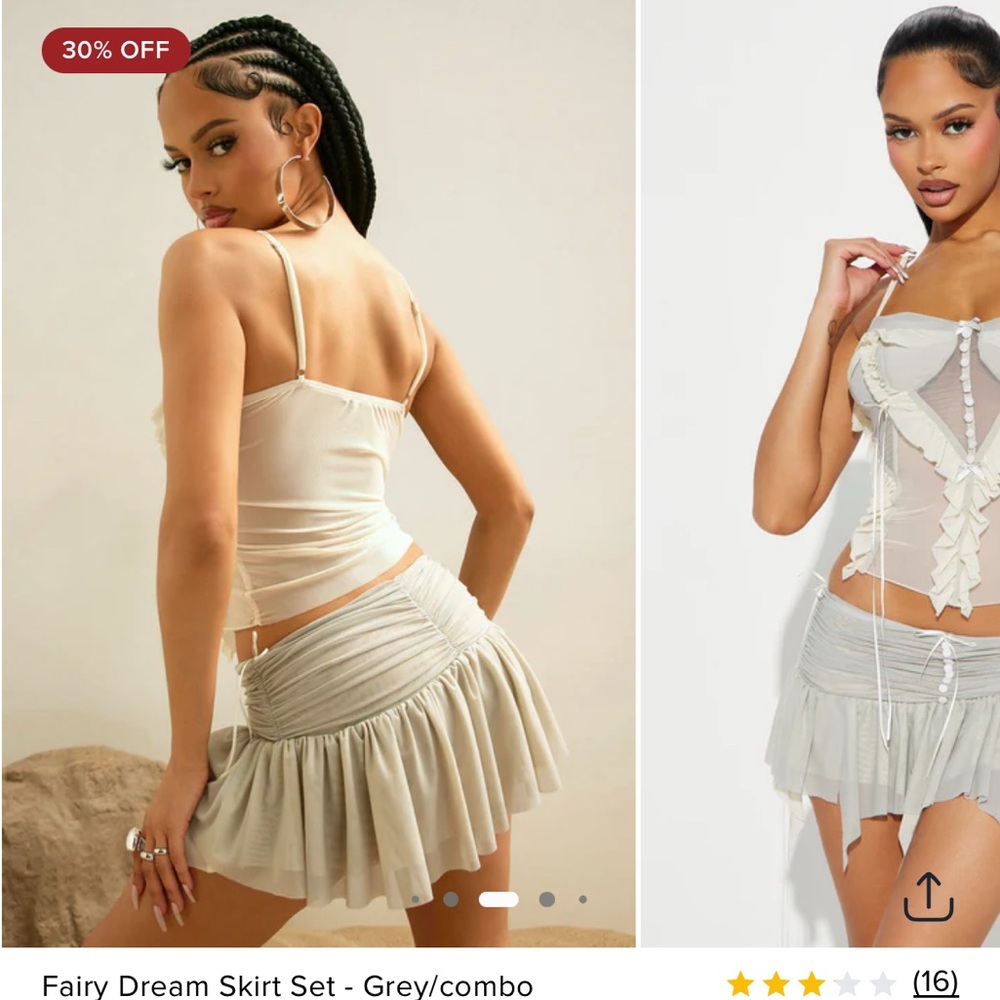 Fashion Nova Chemises & Slips Cream and Gray Set